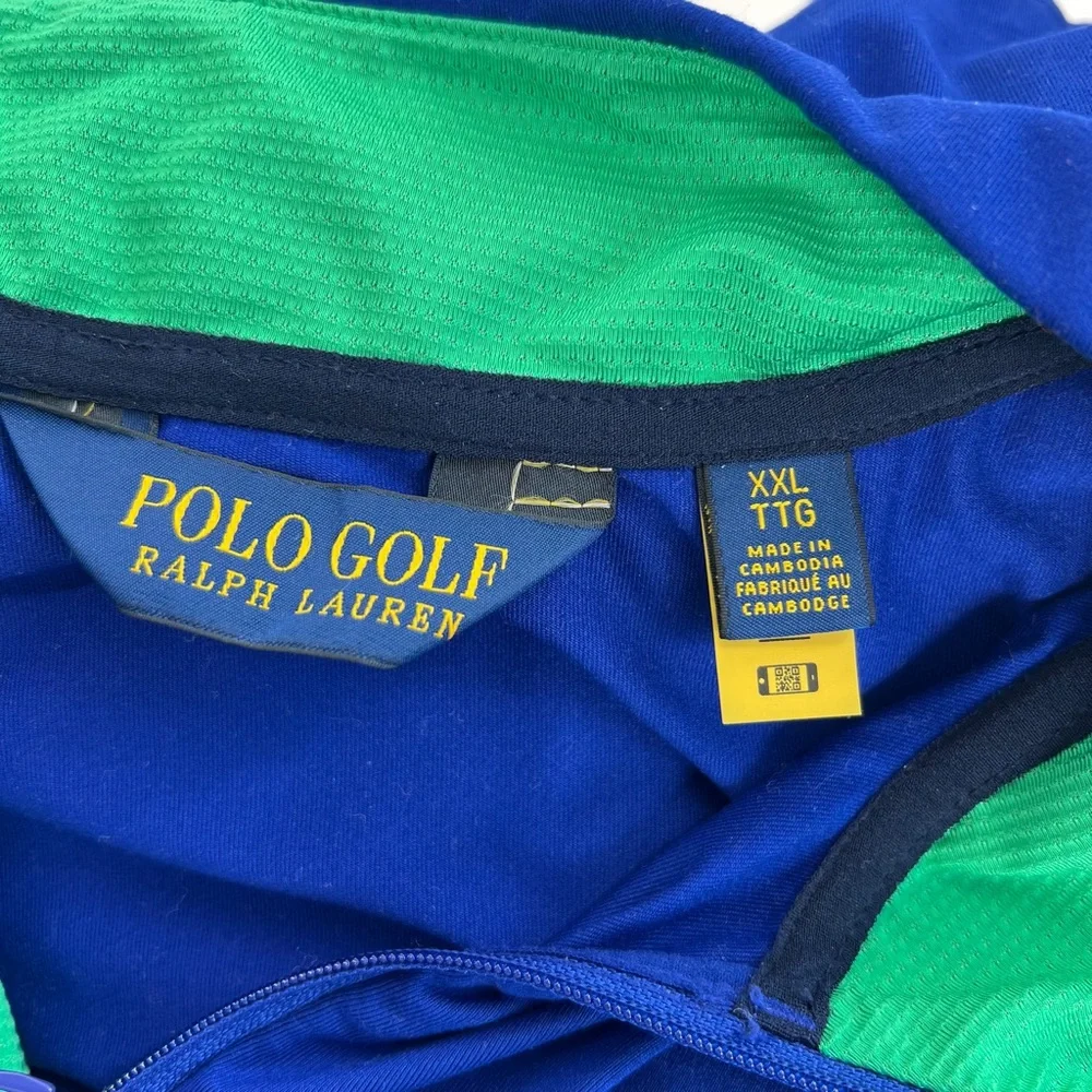 Polo Golf Ralph Lauren Sz XXL Blue‎ 1/4 Zip Wicking Lightweight Raglan Slv Shirt